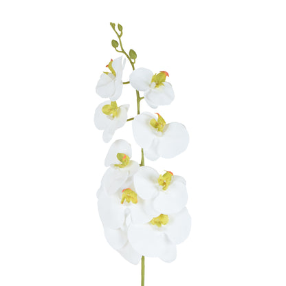 Valkoinen tekoorkidean kukkavarsi, kumipinta, 102 cm