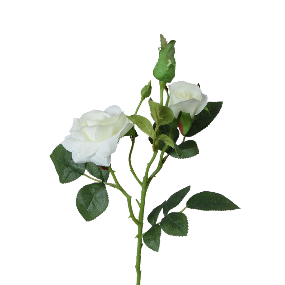 Valkoinen tekoruusun kukkavarsi, kumipinta, 53 cm