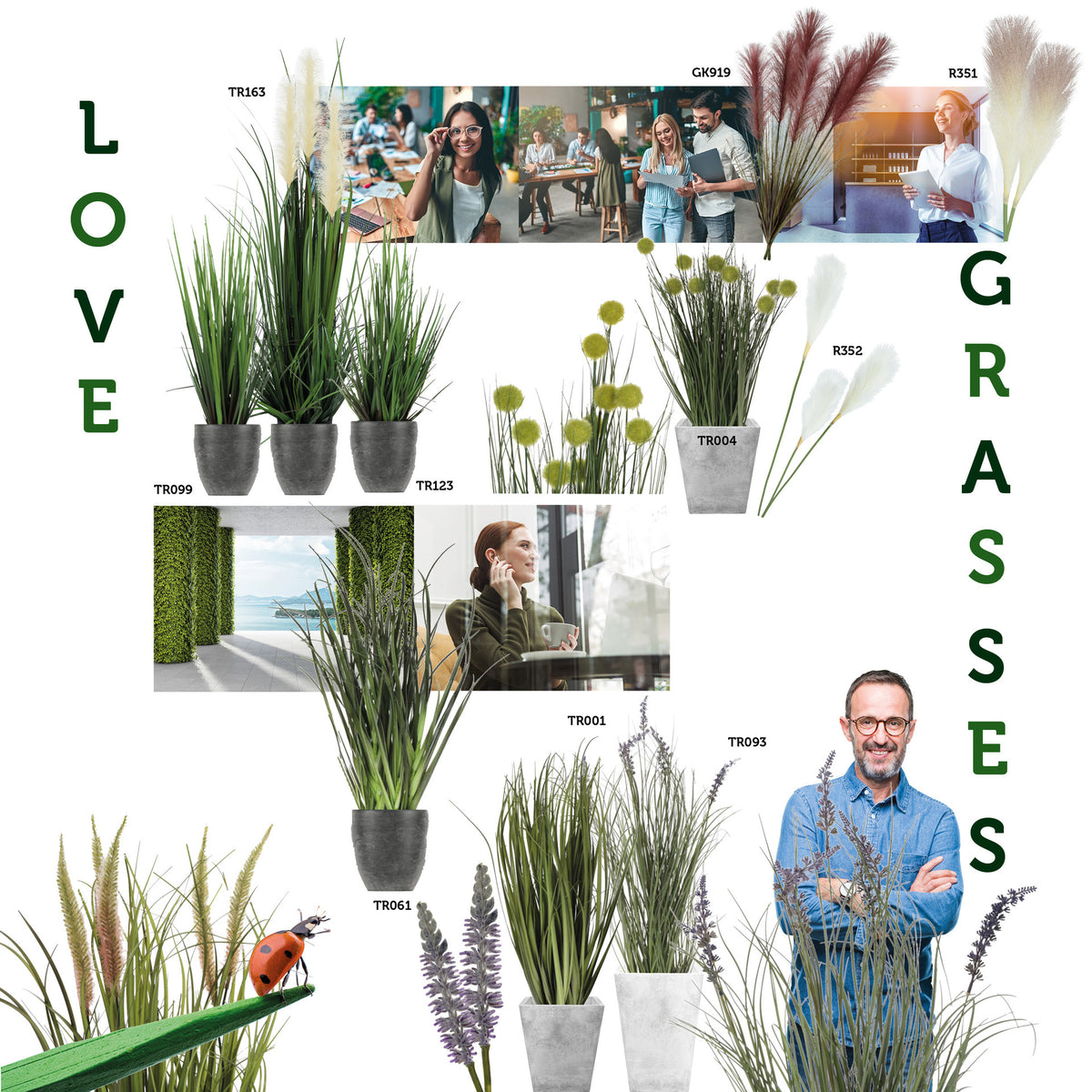 Vihreä/valkoinen koristeheinä – koristeheinä, 90 cm