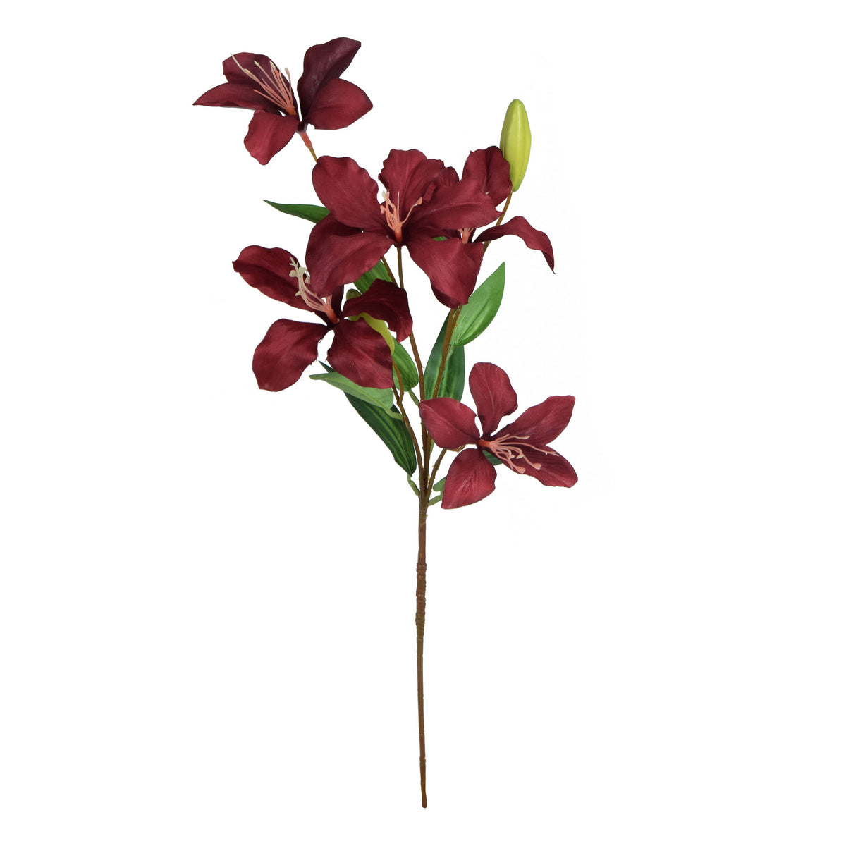 Viininpunainen tekoliljan kukkavarsi, 70 cm