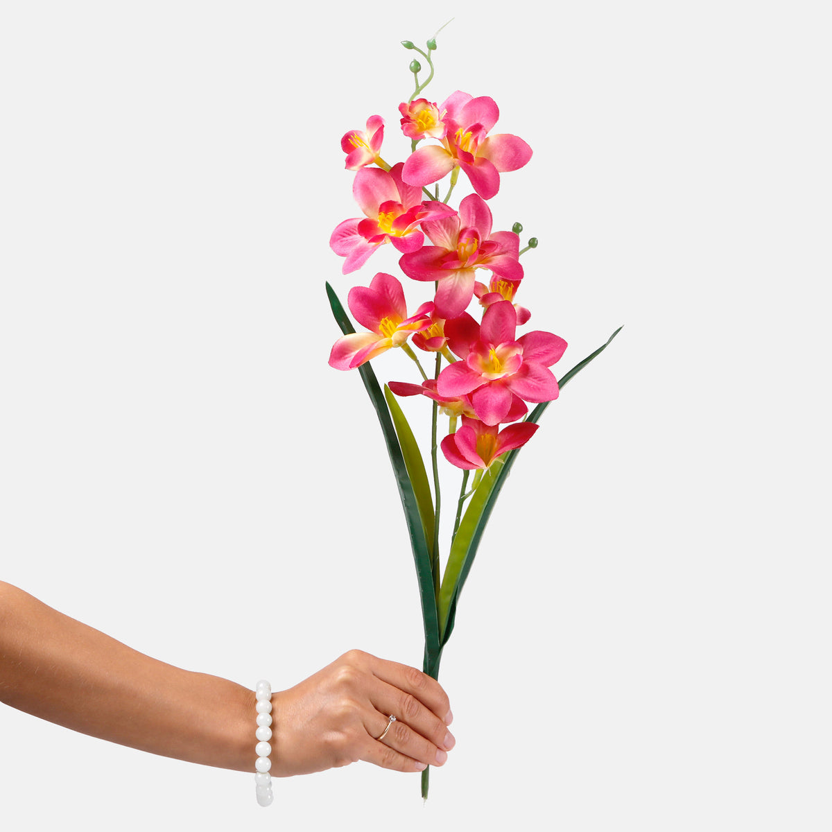 Violetti/kerma tekoorkidean kukkavarsi, satiini, 51 cm
