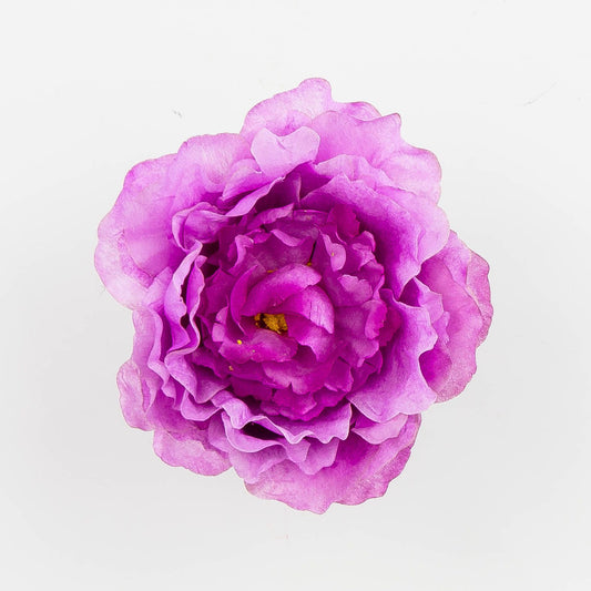 Violetti/valkoinen tekopionin kukkapää, 5 cm, 12 kpl