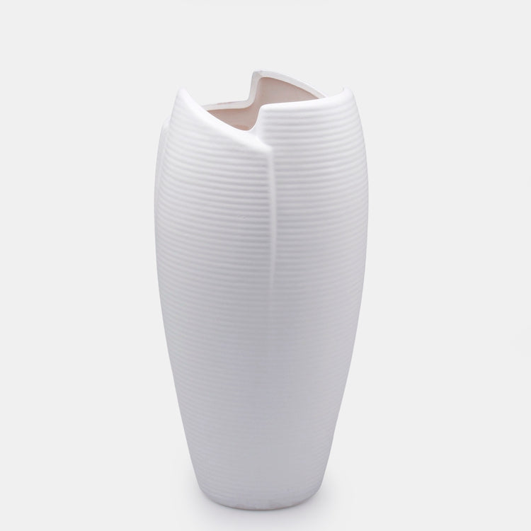 Keraaminen valkoinen maljakko 30 cm - Tekokukat