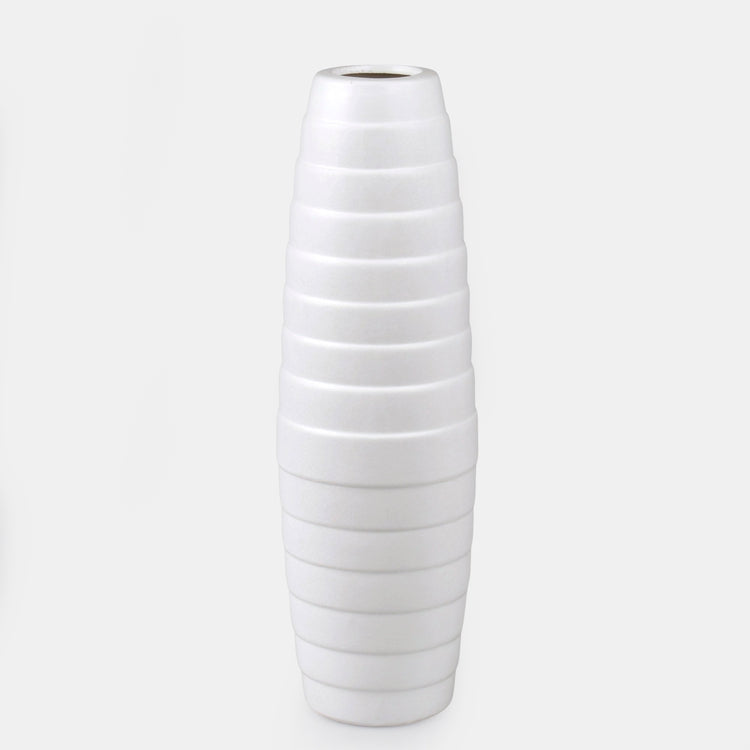 Valkoinen keraaminen maljakko 32 cm - Tekokukat