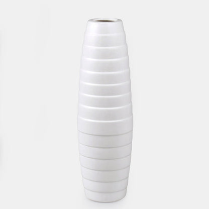 Valkoinen keraaminen maljakko 32 cm - Tekokukat