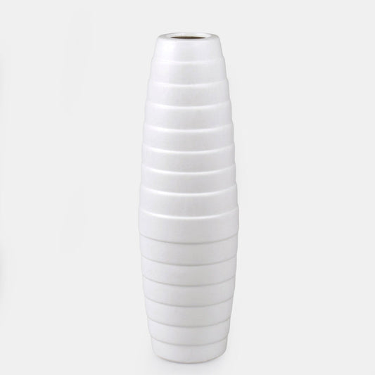 Valkoinen keraaminen maljakko 32 cm - Tekokukat