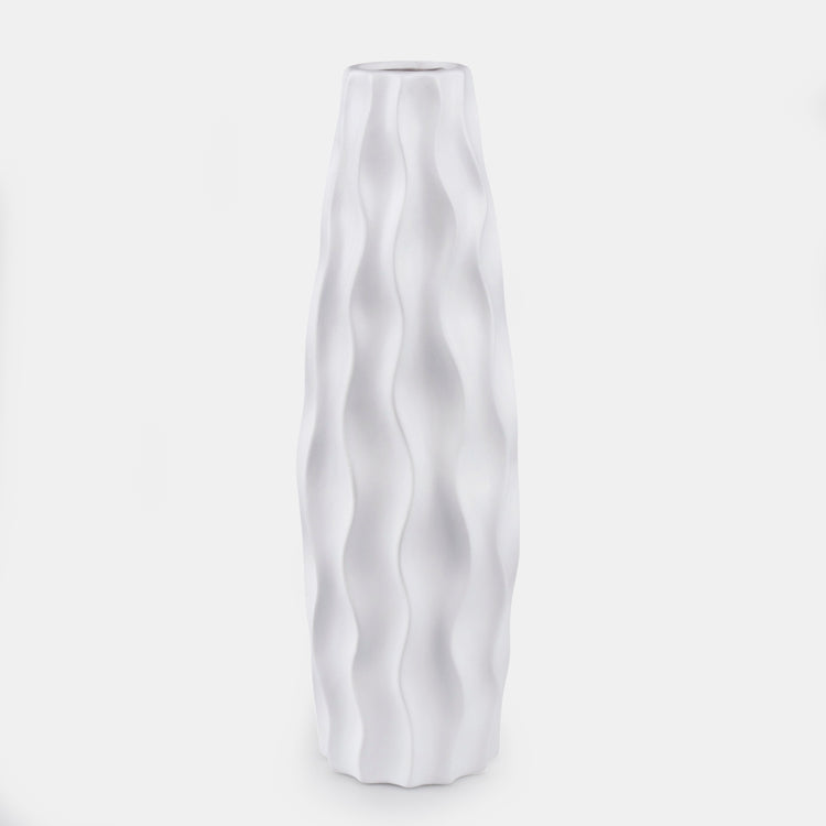 Valkoinen keramiikkamaljakko 38 cm - Tekokukat