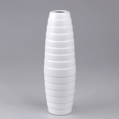 Valkoinen keraaminen maljakko 32 cm - Tekokukat