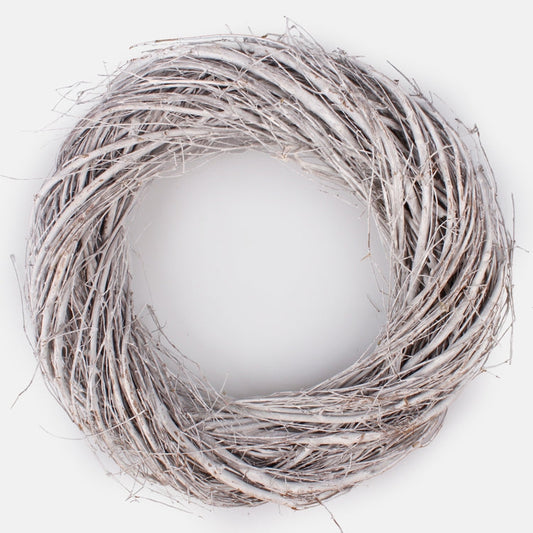 Valkoinen rustiikkinen risukranssi 35 cm - Tekokukat