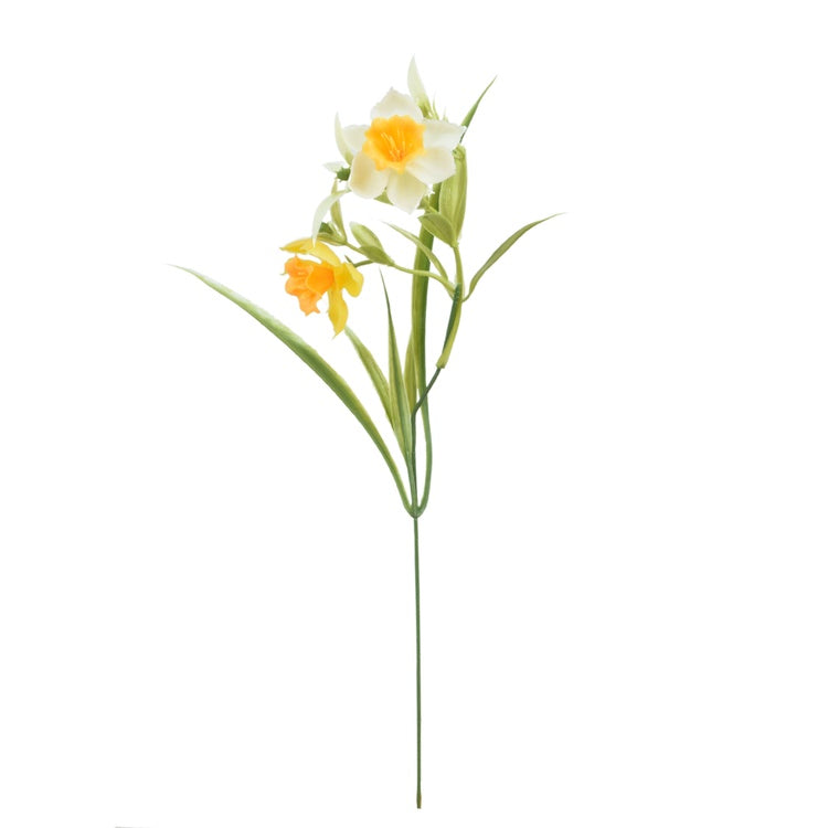 Valge ja kollane nartsissi kunstlill 40 cm - Kunstlilled